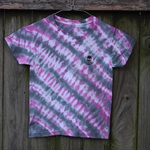 4t-5t T-Shirt - Purple and Grey Slanted Stripes