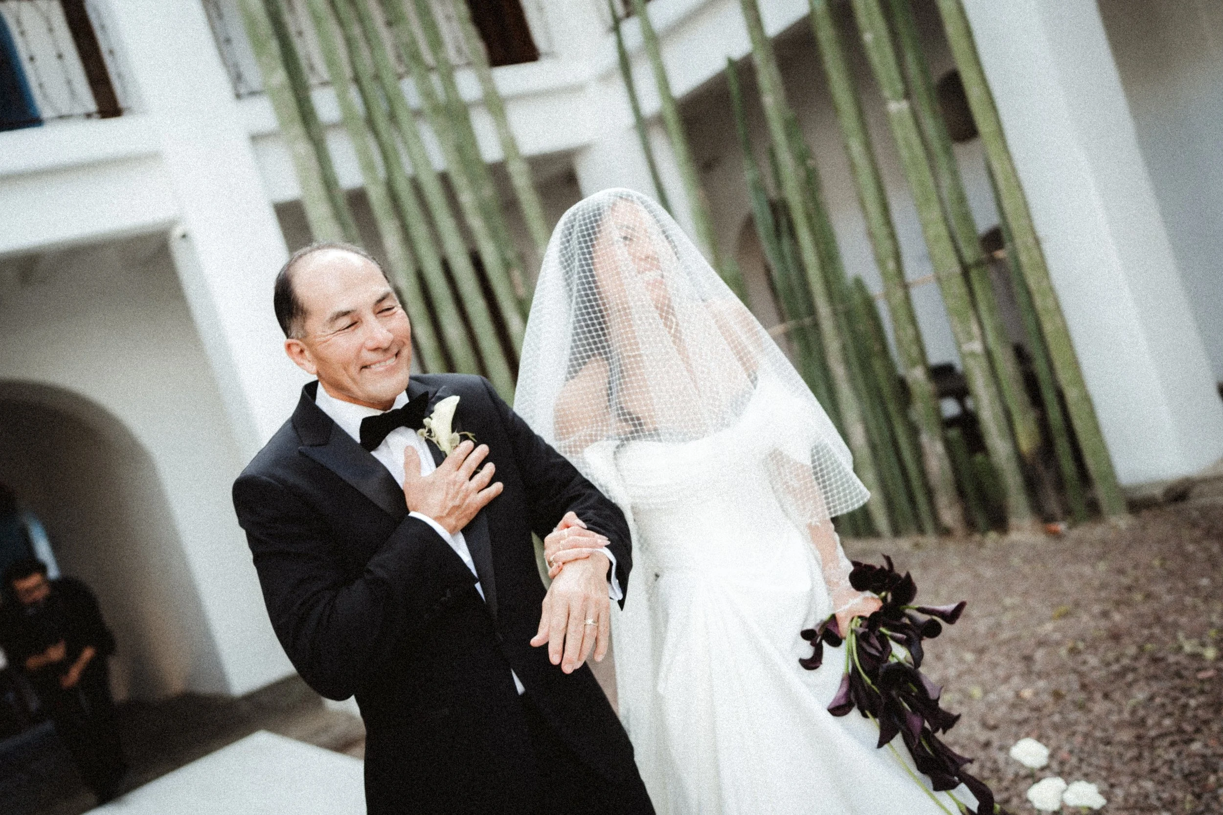 Black cala lilies cascade bouquet
