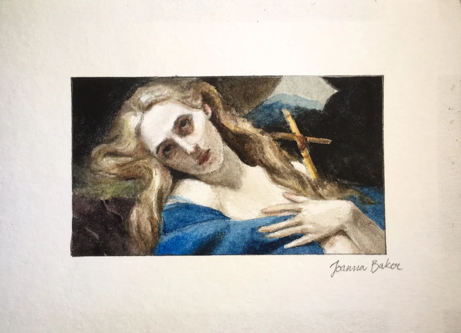 Mary Magdalene in the Cave (2019, watercolor)