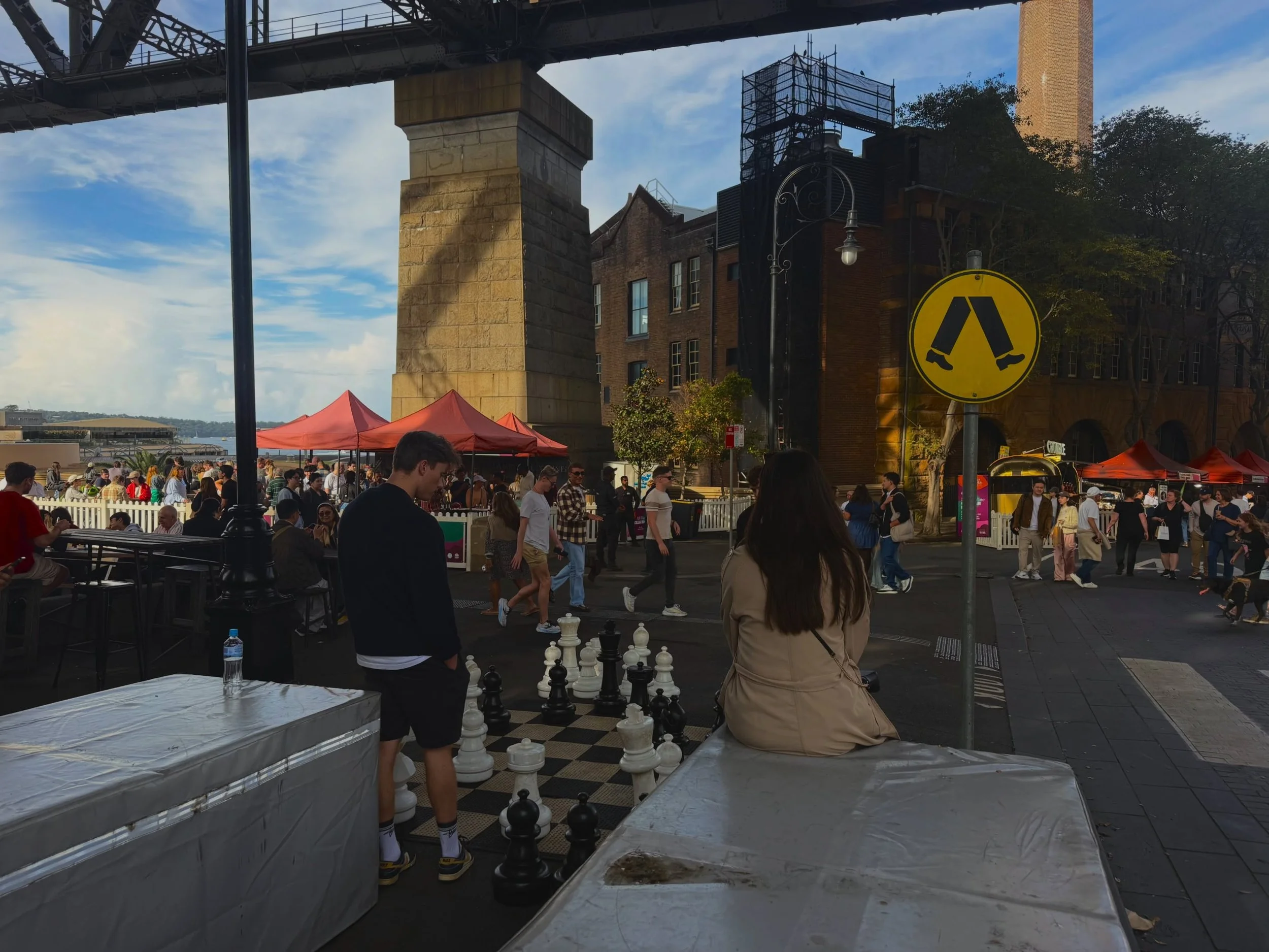 Weekly update #20 

📖 side quest of the week was watching the boys play chess under the Harbour Bridge then smashing an escape room ? 
📖 caught a swans game with the crew !! 
📖 on limited training with a cold this week (evidence of me trying to fi