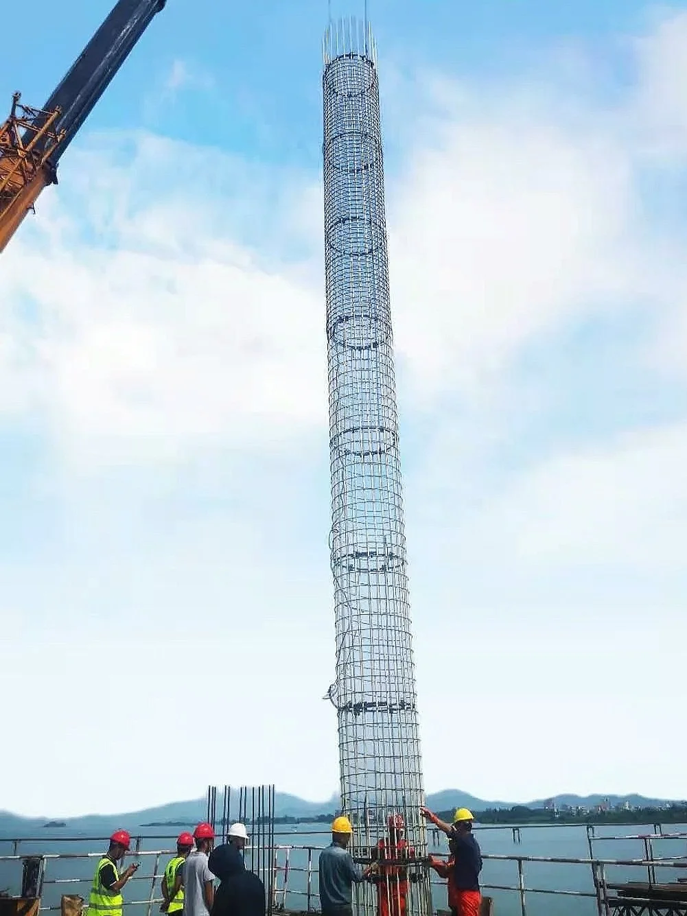 Bridge Pile Foundation, Reinfrocement Cage 1/2 Steel 1/2 GFRP