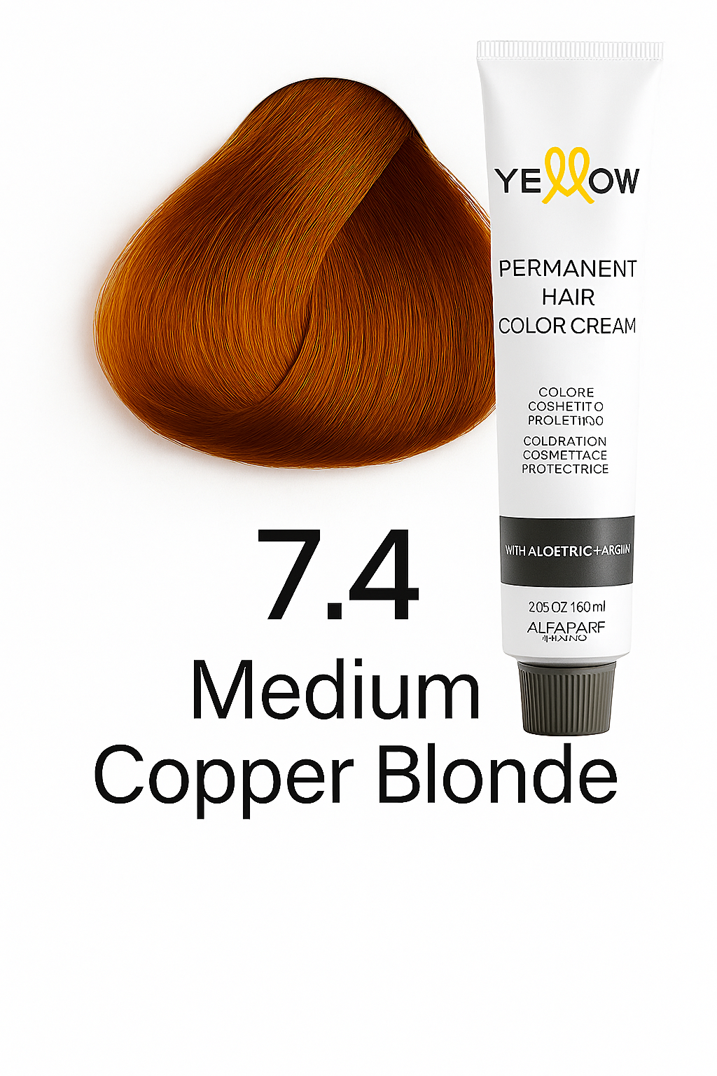 ALFAPARF YELLOW COLOR 7.4 - MEDIUM COPPER BLONDE 3.5 OZ
