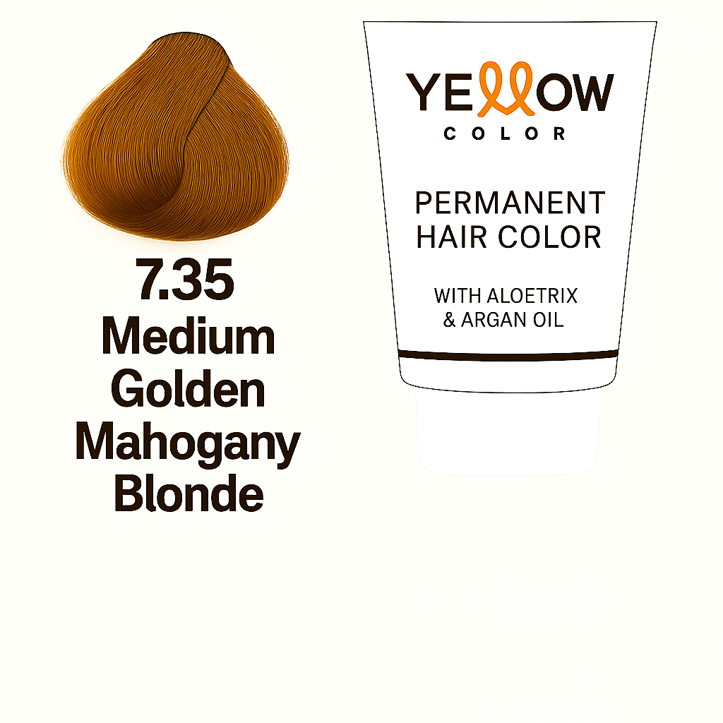 ALFAPARF YELLOW COLOR 7.35 - MEDIUM GOLDEN MAHOGANY BLONDE 3.5 OZ