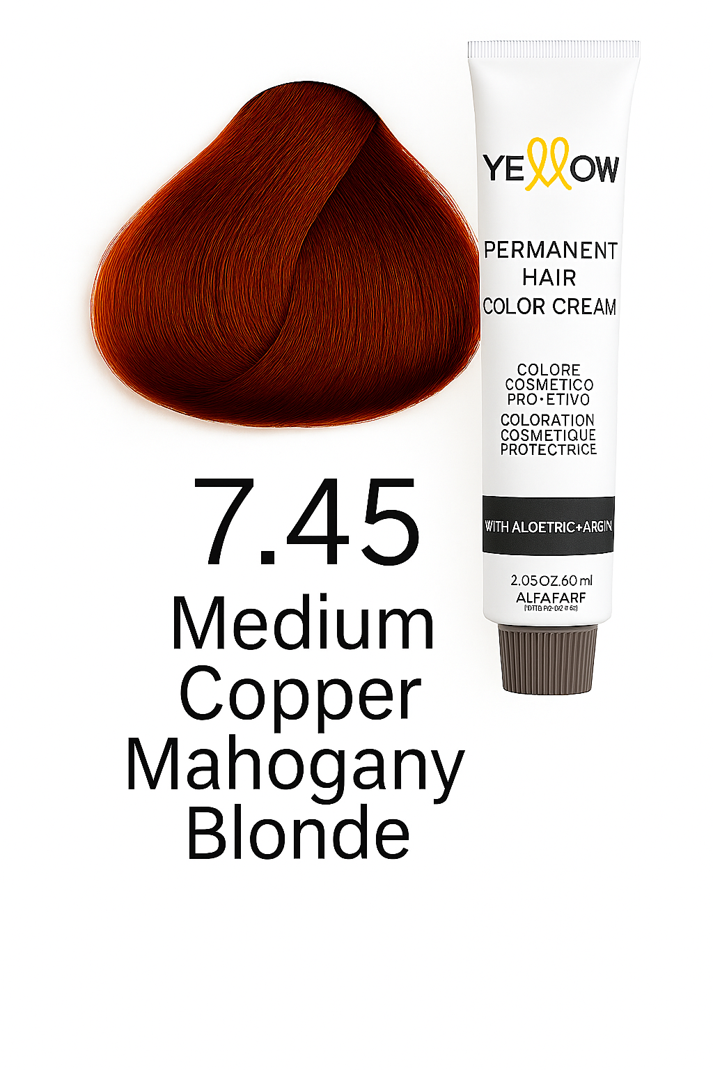 ALFAPAR YELLOW COLOR 7.45 - MEDIUM COPPER MAHOGANY BLONDE 3.5 OZ