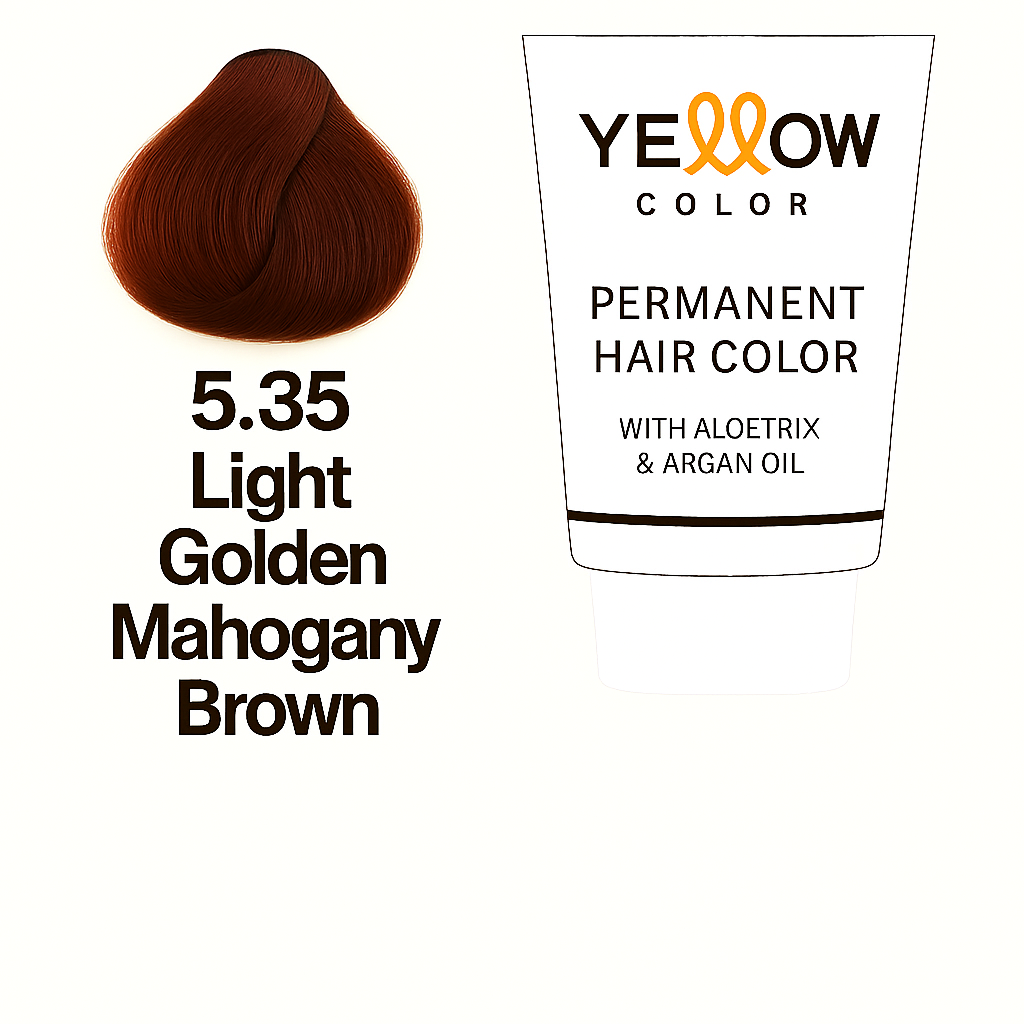 ALFAPARF YELLOW COLOR 5.35 - LIGHT GOLDEN MAHOGANY BROWN 3.5 O