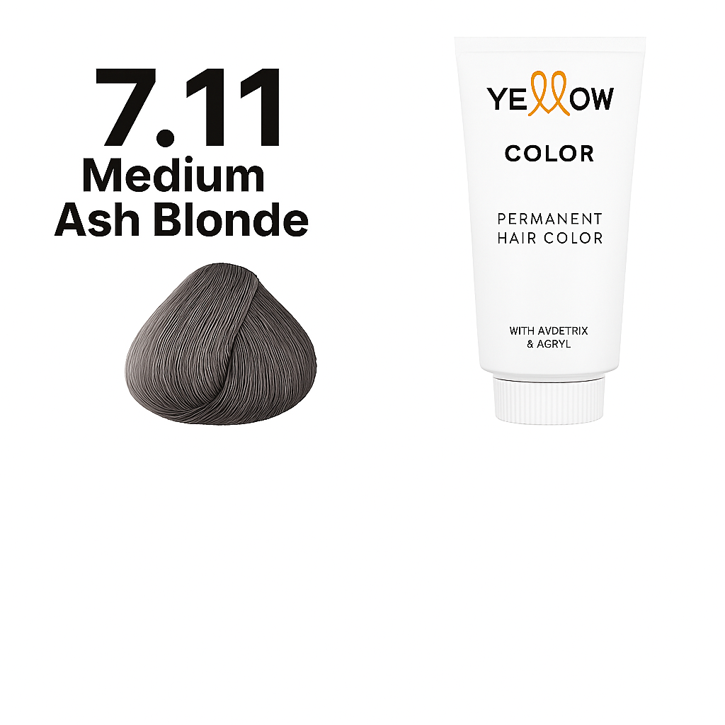 ALFAPARF YELLOW COLOR 7.11 - MEDIUM INTENSE ASH BLONDE 3.5 OZ