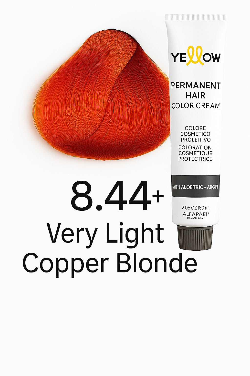 ALFAPAR YELLOW COLOR 8.44+ - LIGHT INTENSE COPPER BLONDE 3.5 OZ