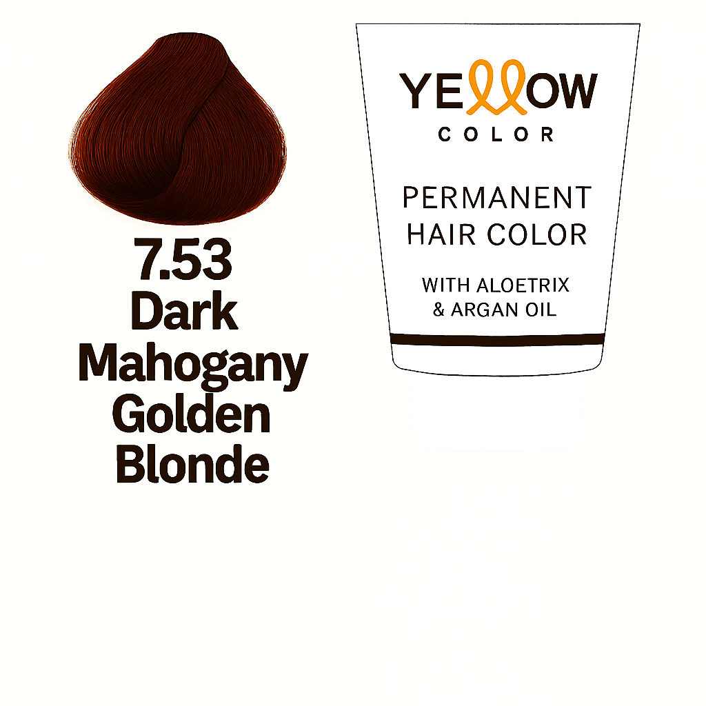 ALFAPARF YELLOW COLOR 7.53 - MEDIUM MAHOGANY GOLDEN BLONDE 3.5 OZ