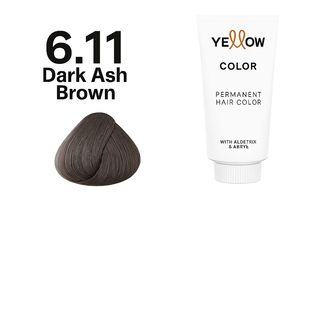 ALFAPARF YELLOW COLOR 6.11 - DARK INTENSE ASH BLONDE 3.5 OZ