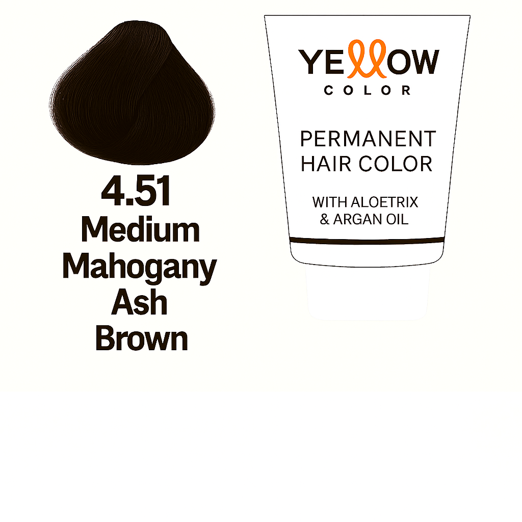 ALFAPARF YELLOW COLOR 4.51 - MEDIUM MAHOGANY ASH BRWON 3.5 OZ