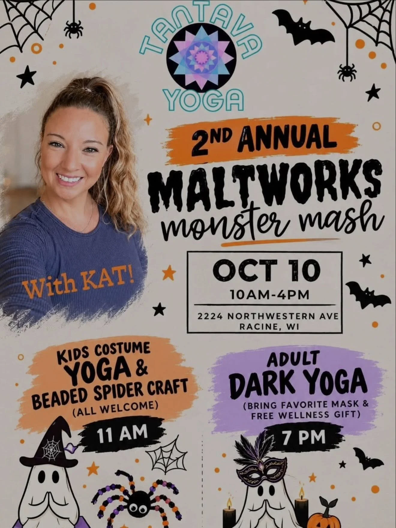 🎃👻 2nd Annual Maltworks Monster Mash 👻🎃

Join Tantava Yoga for a day of spooky movement, creativity, music, and Halloween fun for all ages!

🧙&zwj;♀️ Costume Yoga for Kids &mdash; 11:00 AM
Little ghouls and goblins are invited to a playful Hallo