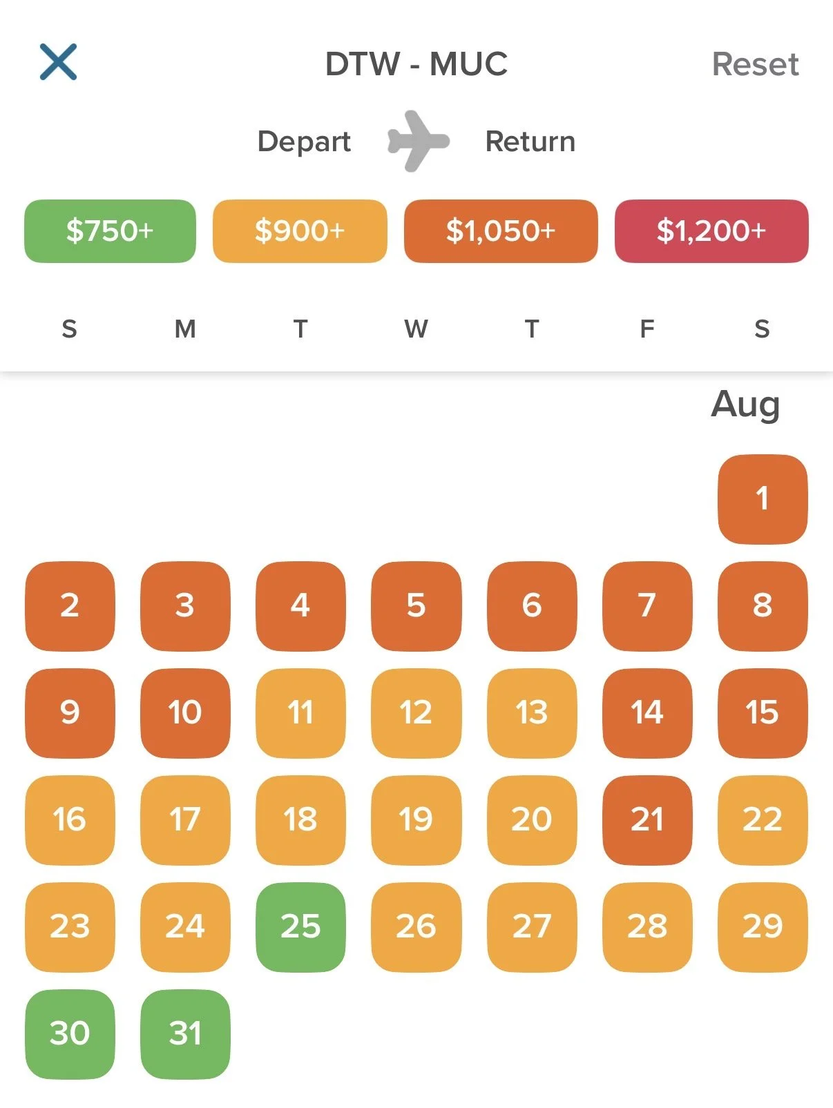 Screenshot of Hopper app