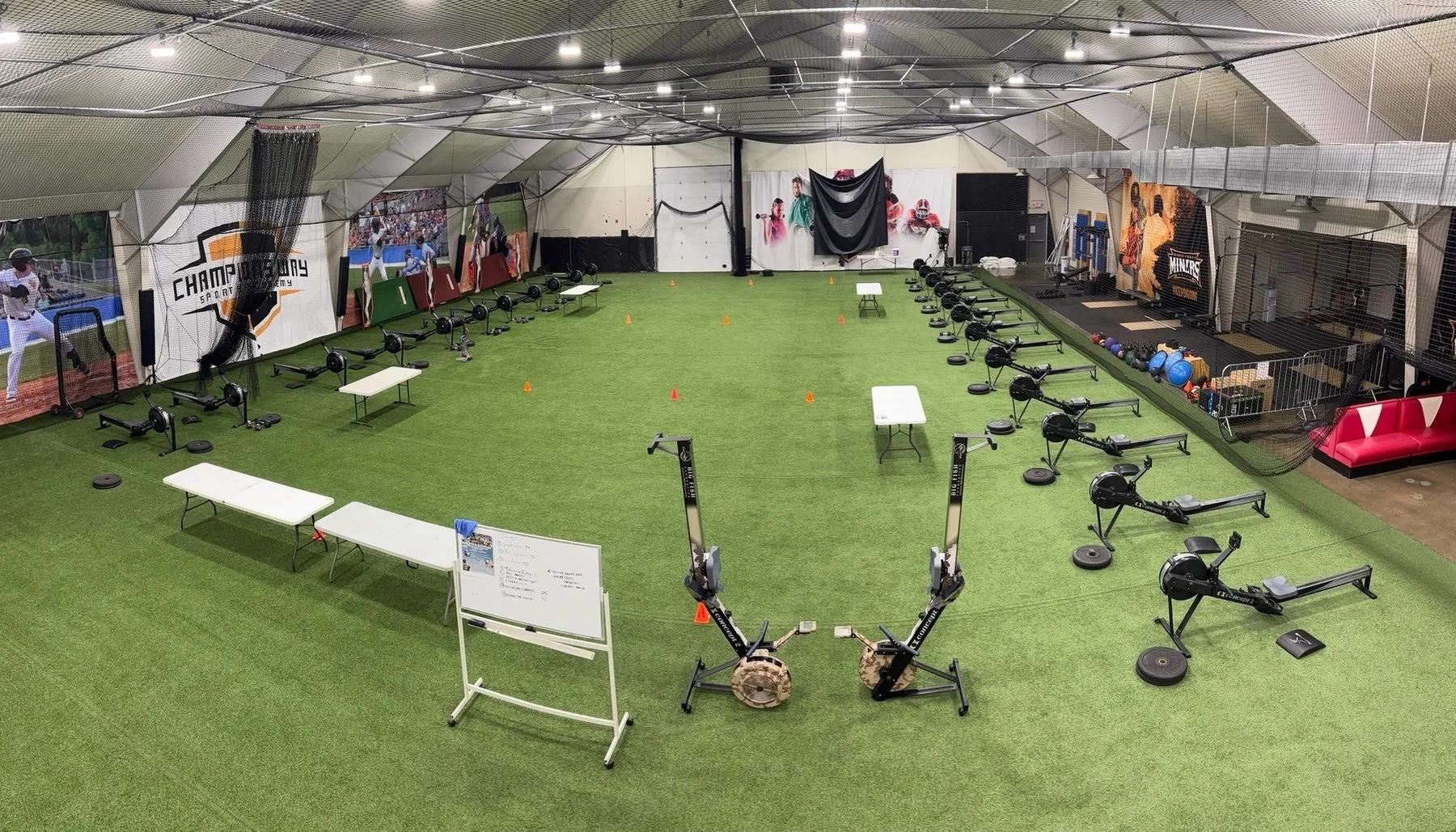 Rowing machines and event space prepared for DT’s Row 2025.