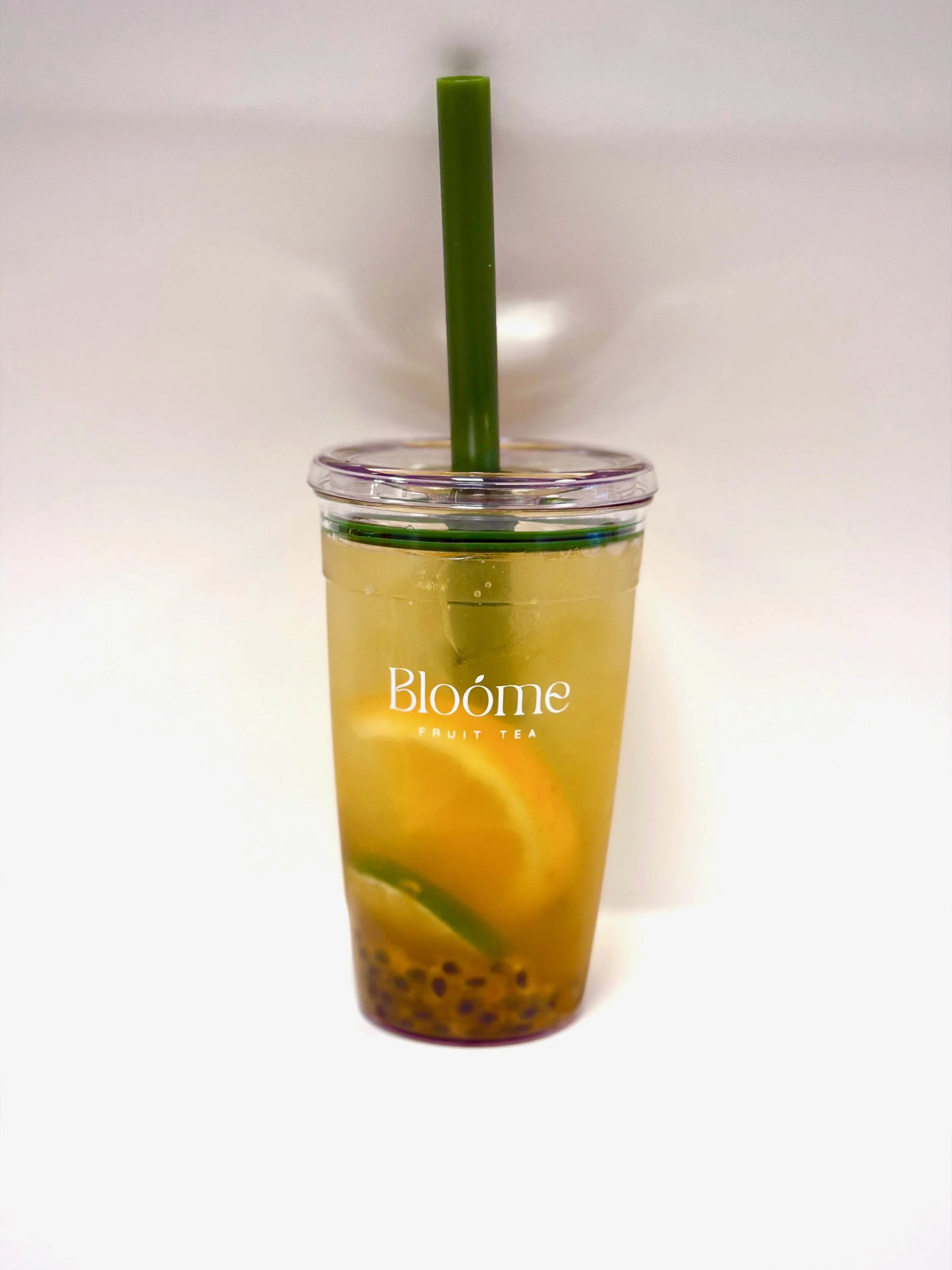 Bloóme 16oz Clear Tumbler with Straw – Olive Green