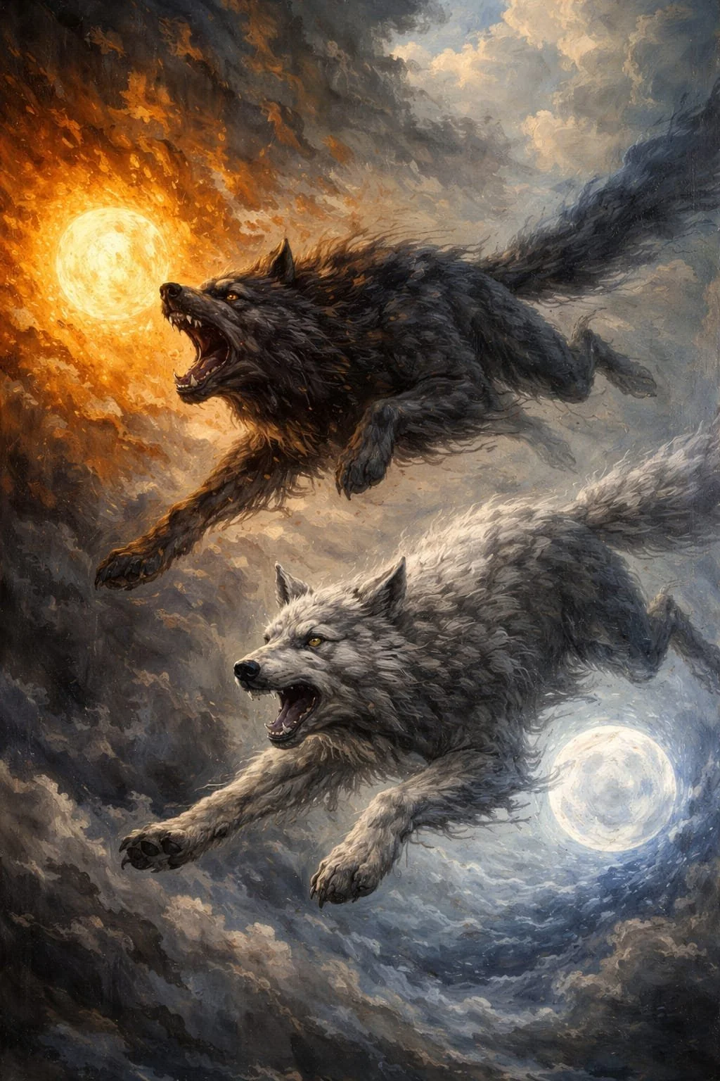 Skóll and Hati: The Wolves Who Chase the Light