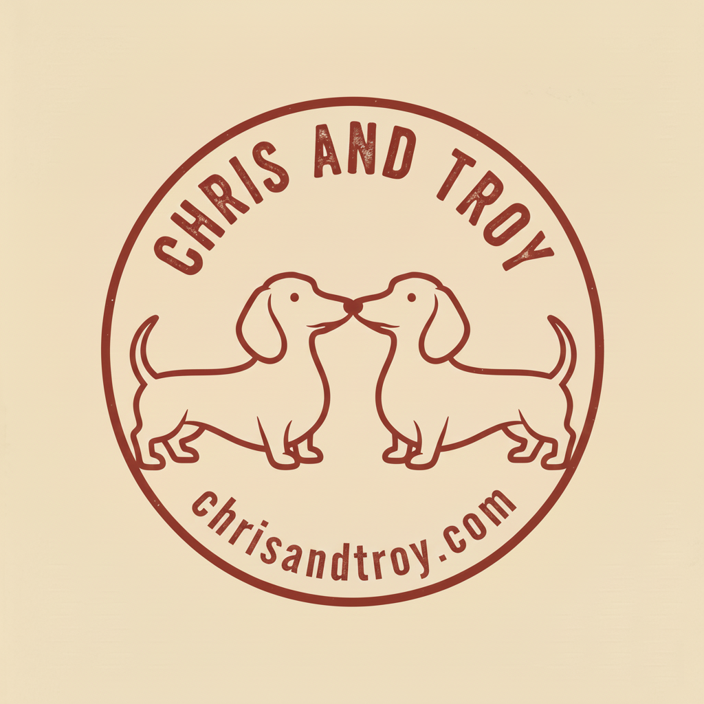 Chris and Troy logo with 2 dachshunds