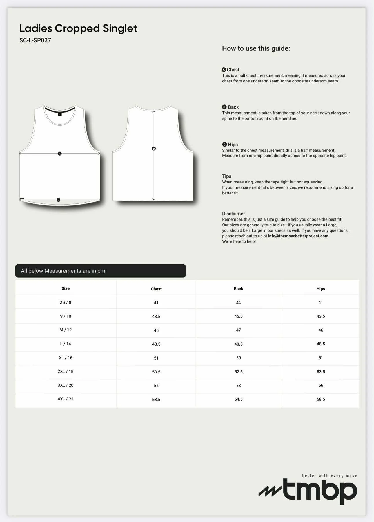 Ladies Cropped Singlet