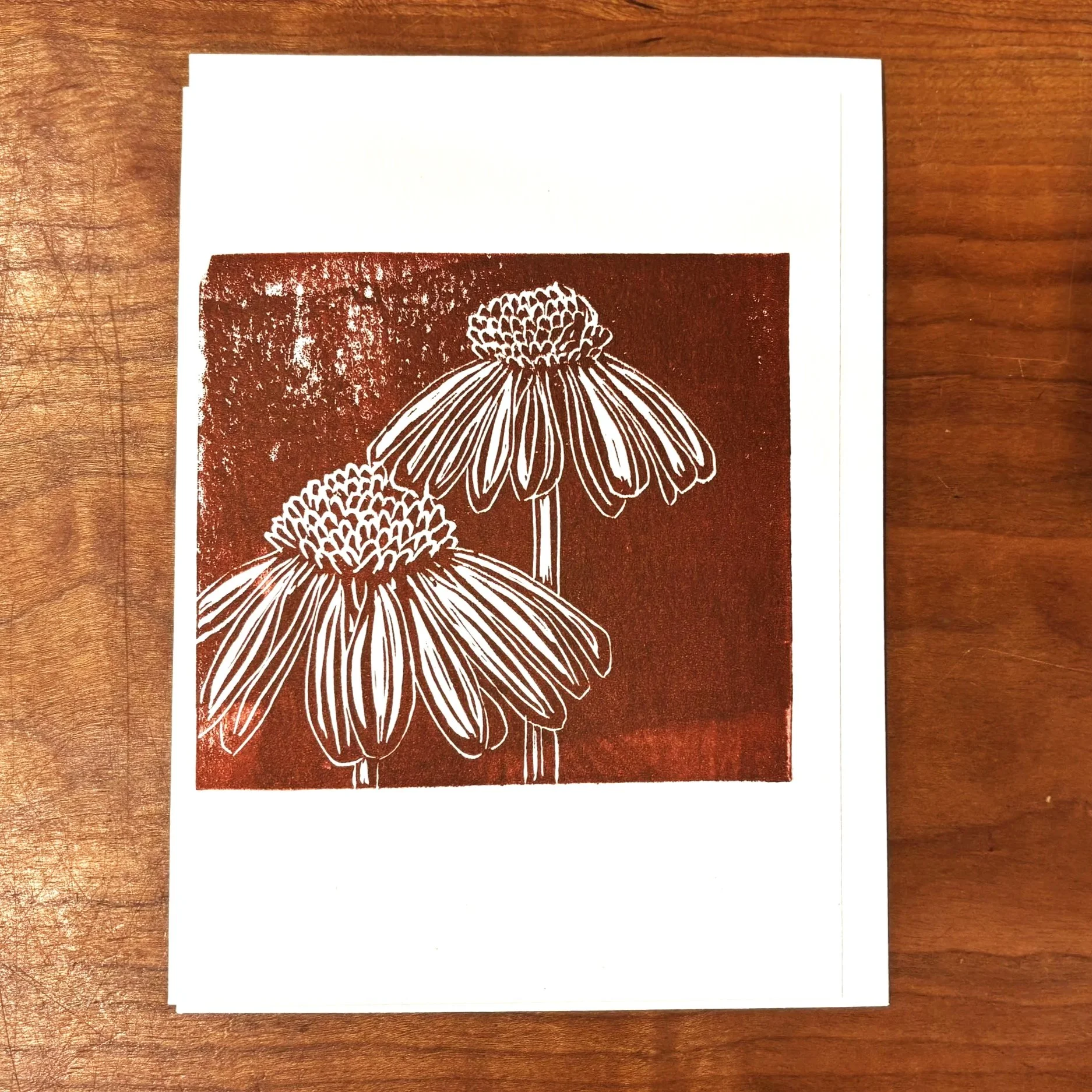 Echinacea 5x7 Block Print Card
