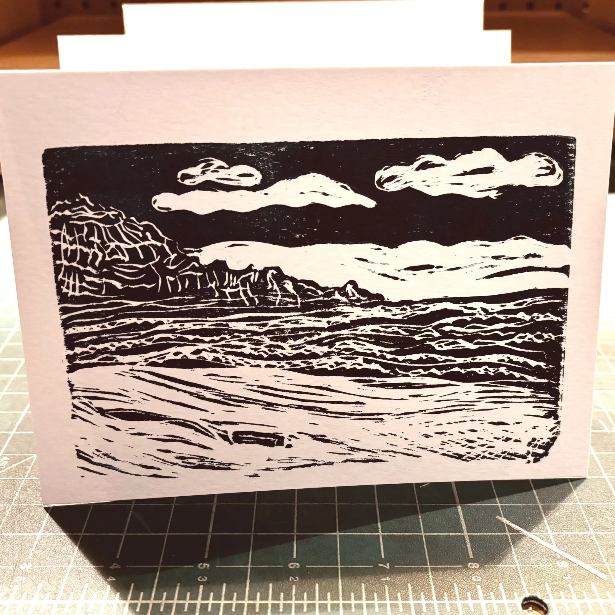 Manzanita Beach 5x7 Block Print Card