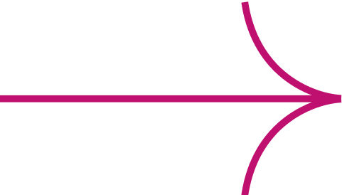 black arrow with pink outlines pointing right, with a split at the end