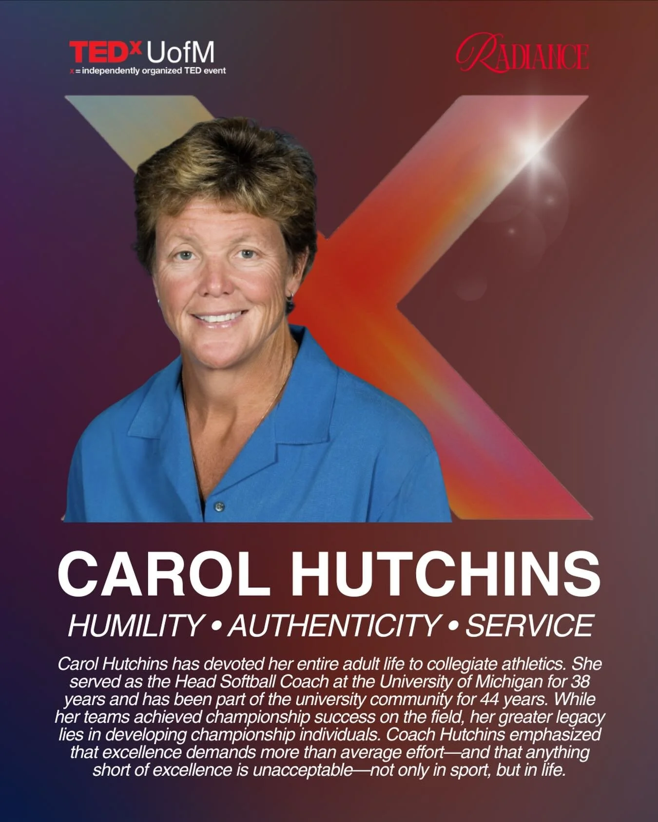 Next up&hellip;our second 2026 speaker is 𝑪𝑨𝑹𝑶𝑳 𝑯𝑼𝑻𝑪𝑯𝑰𝑵𝑺. Carol has devoted her entire adult life to collegiate athletics. She served as the Head Softball Coach at the University of Michigan for 38 years and has been part of the universi