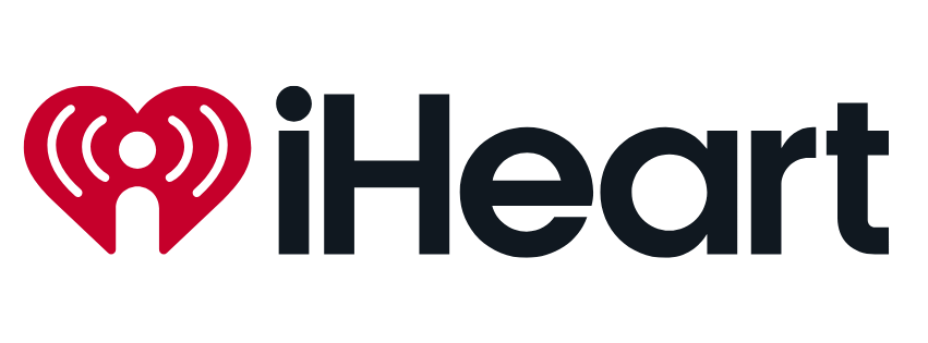 iHeart logo with a red heart symbol and radio waves, followed by the word 'iHeart'.