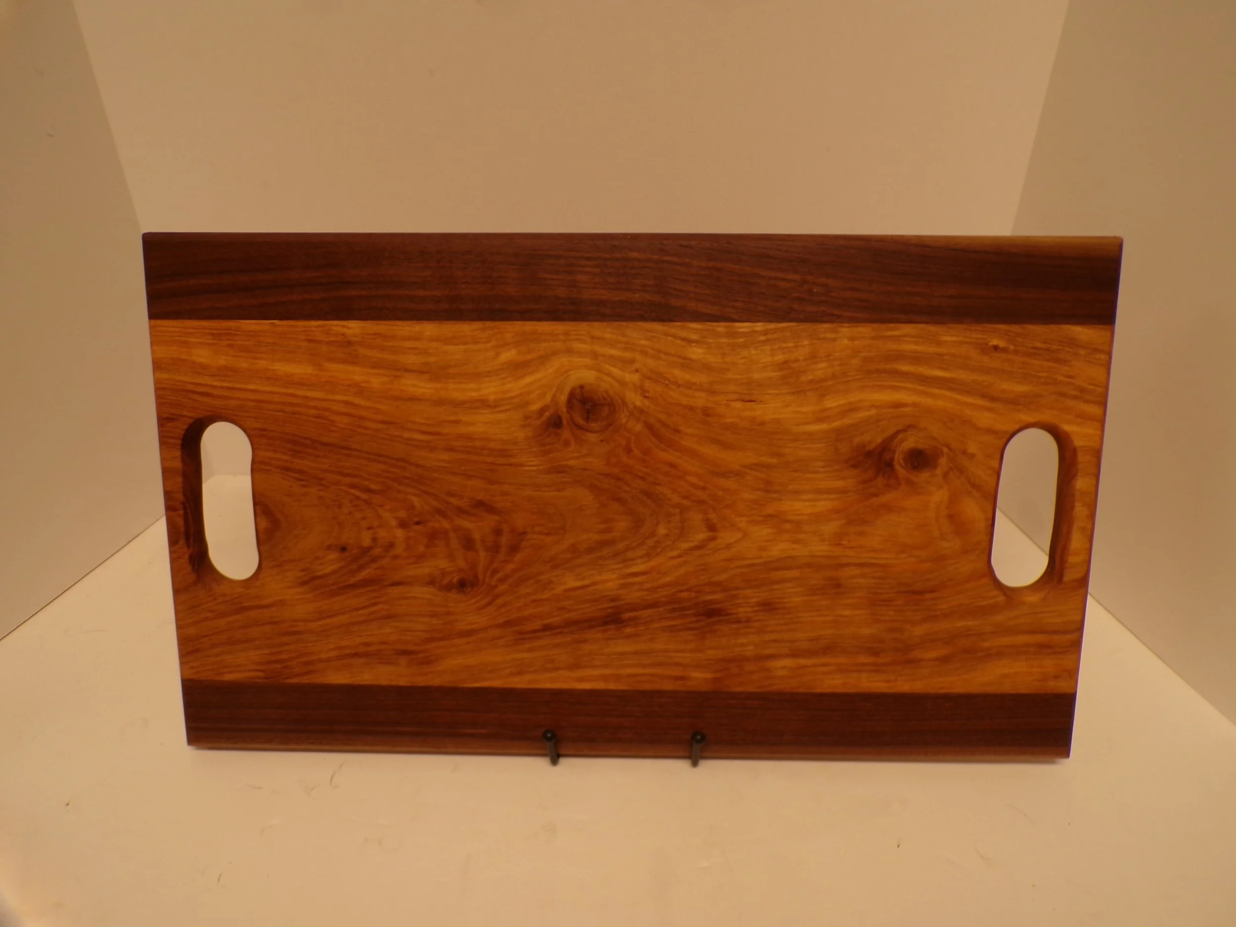 Hand Crafted Walnut/Ash Serving Tray with Rubber Feet