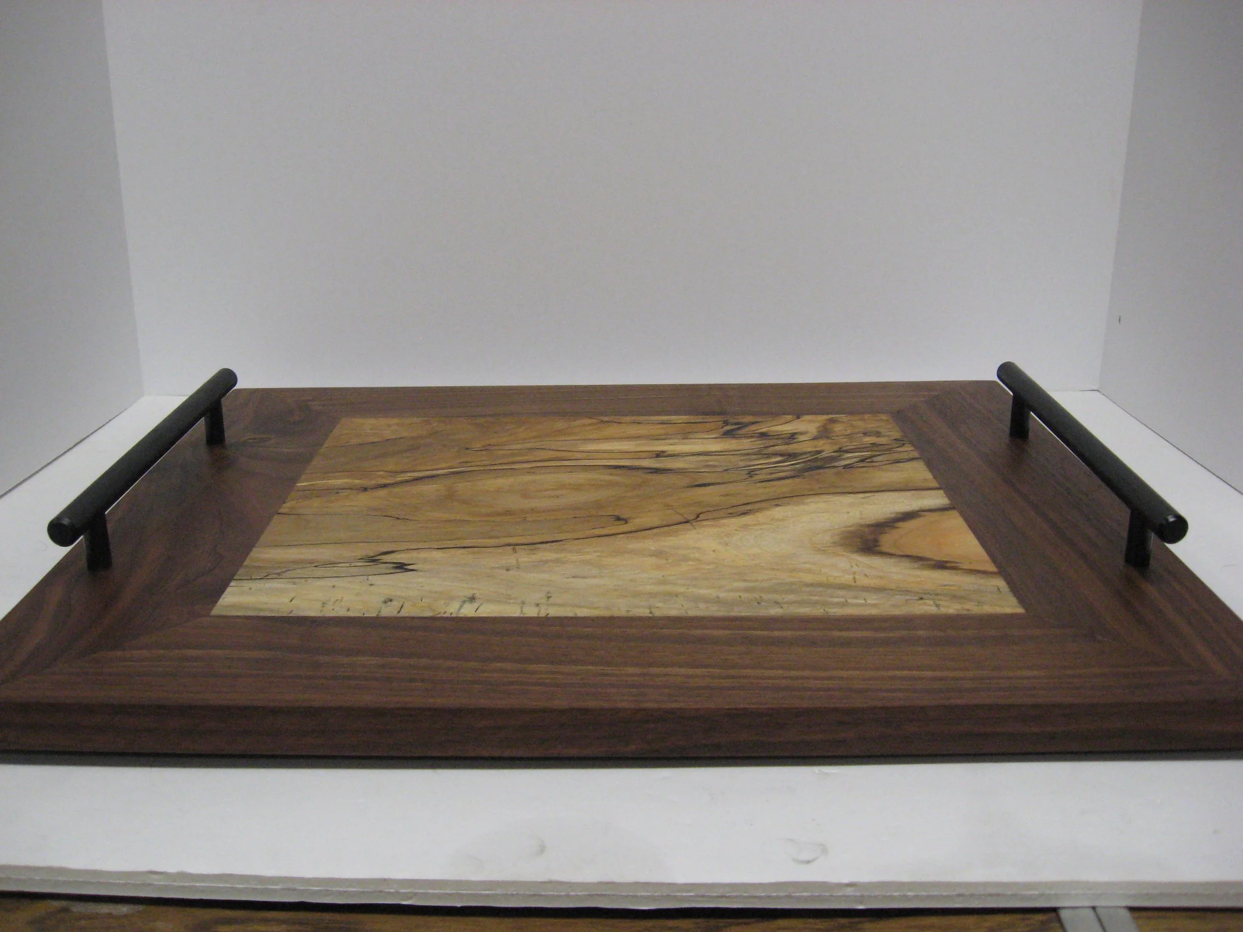 Hand Crafted Spalted Maple wrapped with Walnut Serving Tray