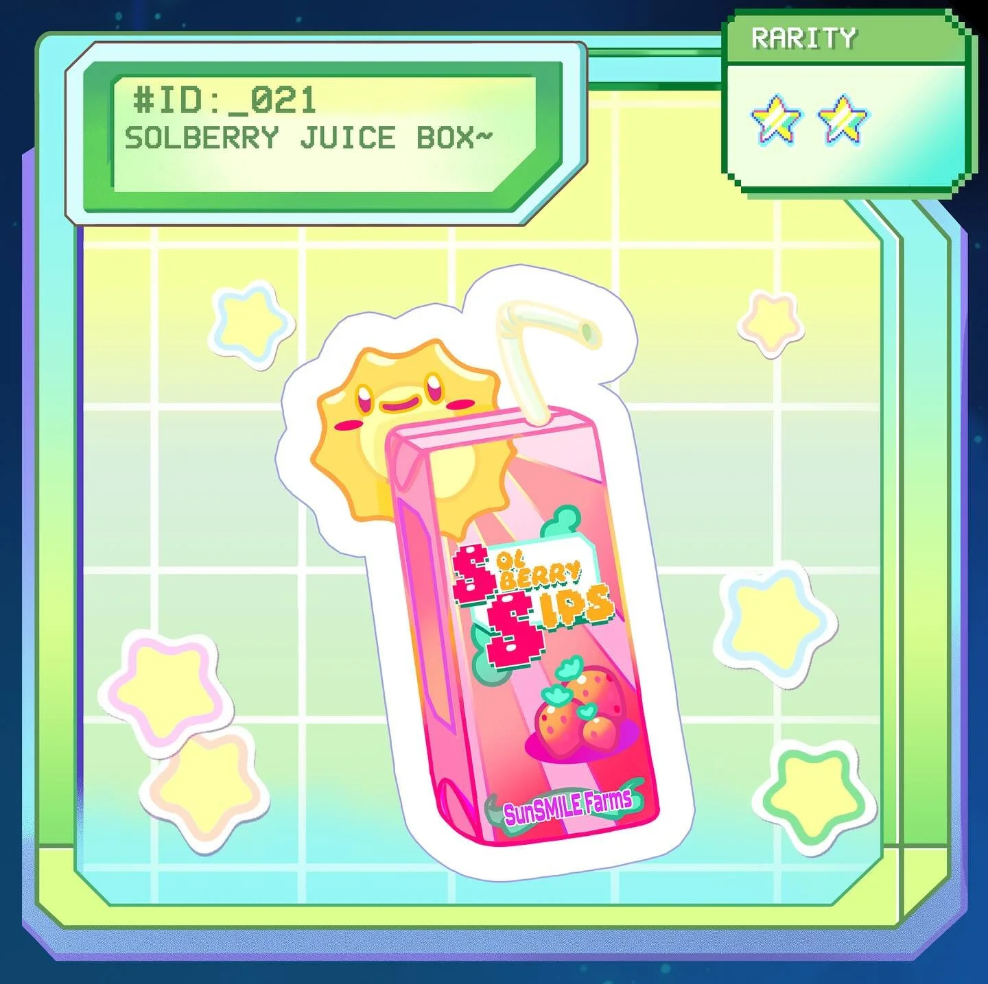 MISSION LOG: 021 SOLBERRY JUICE BOX

Type: Berry, Fresh, Tangy

✏️: @allisontyano

#juice #sunny #design #berry #cute