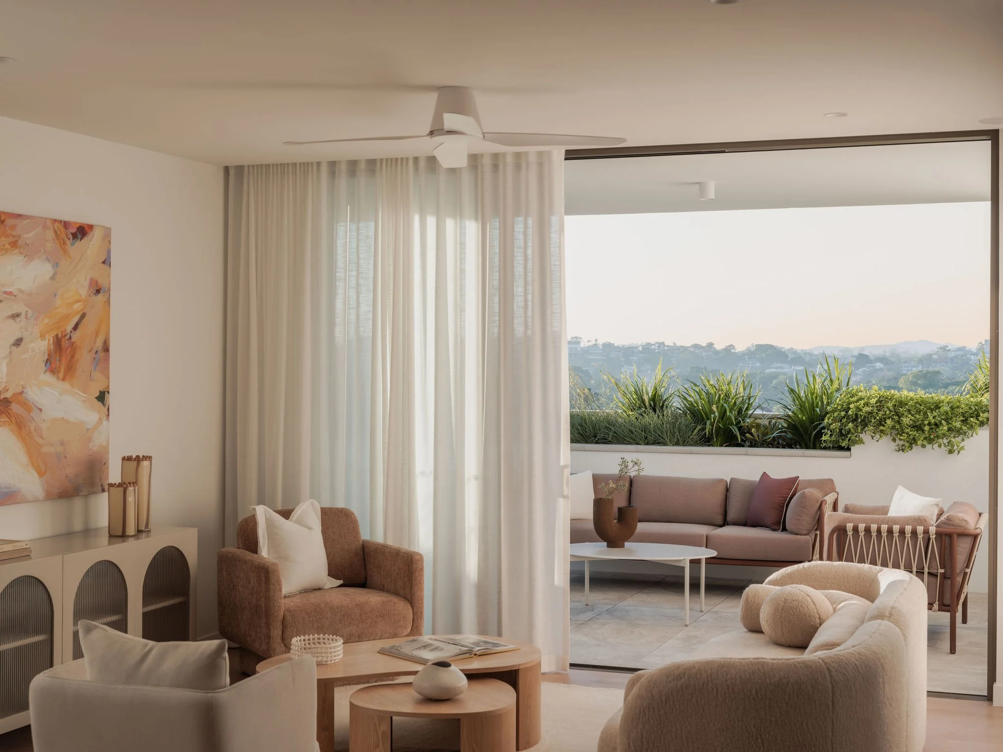 Leda New Farm - Living and Balcony