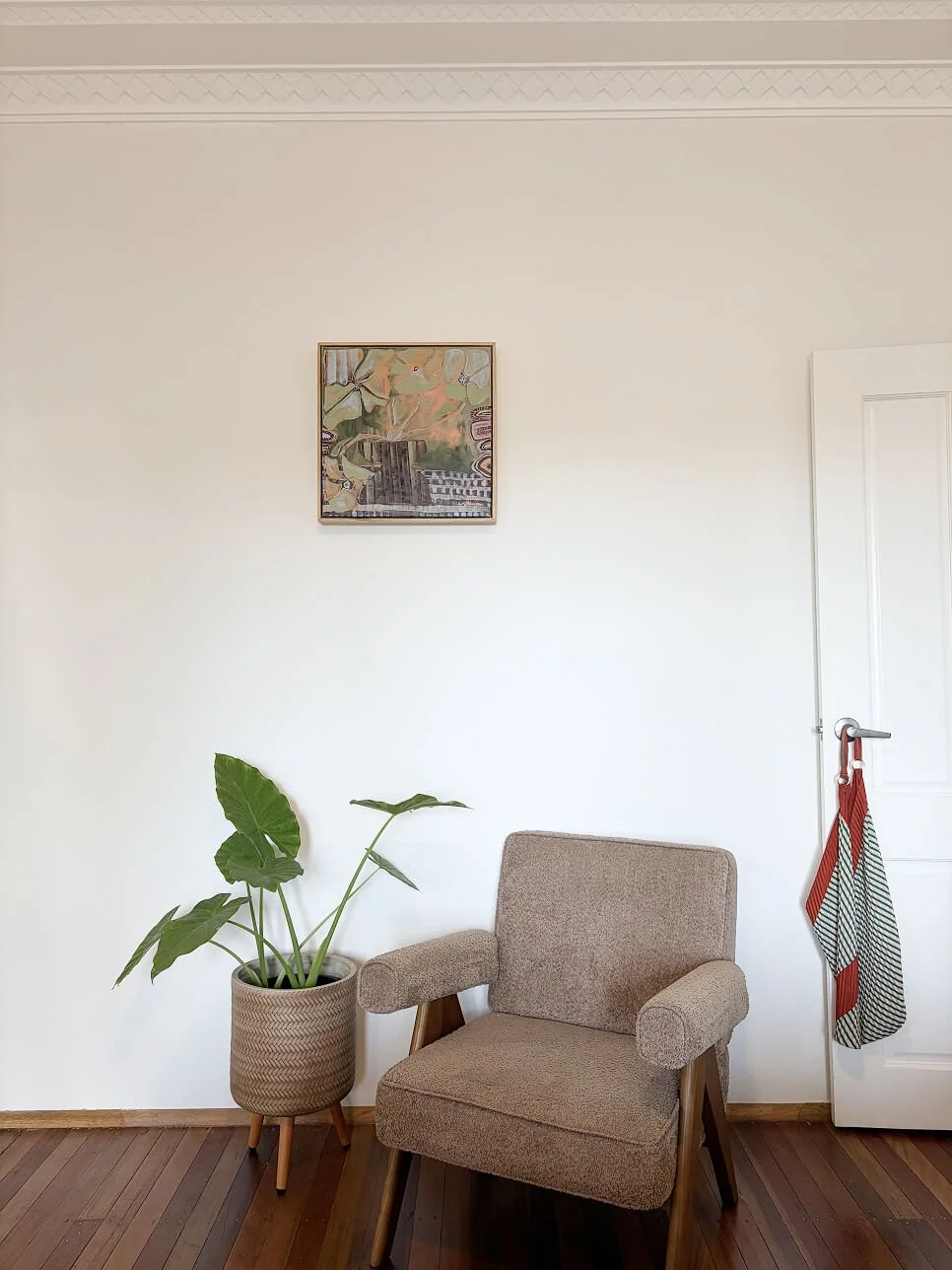 The Sunday Vase original abstract still life painting by Sydney artist Anita Robinson styled in a home interior