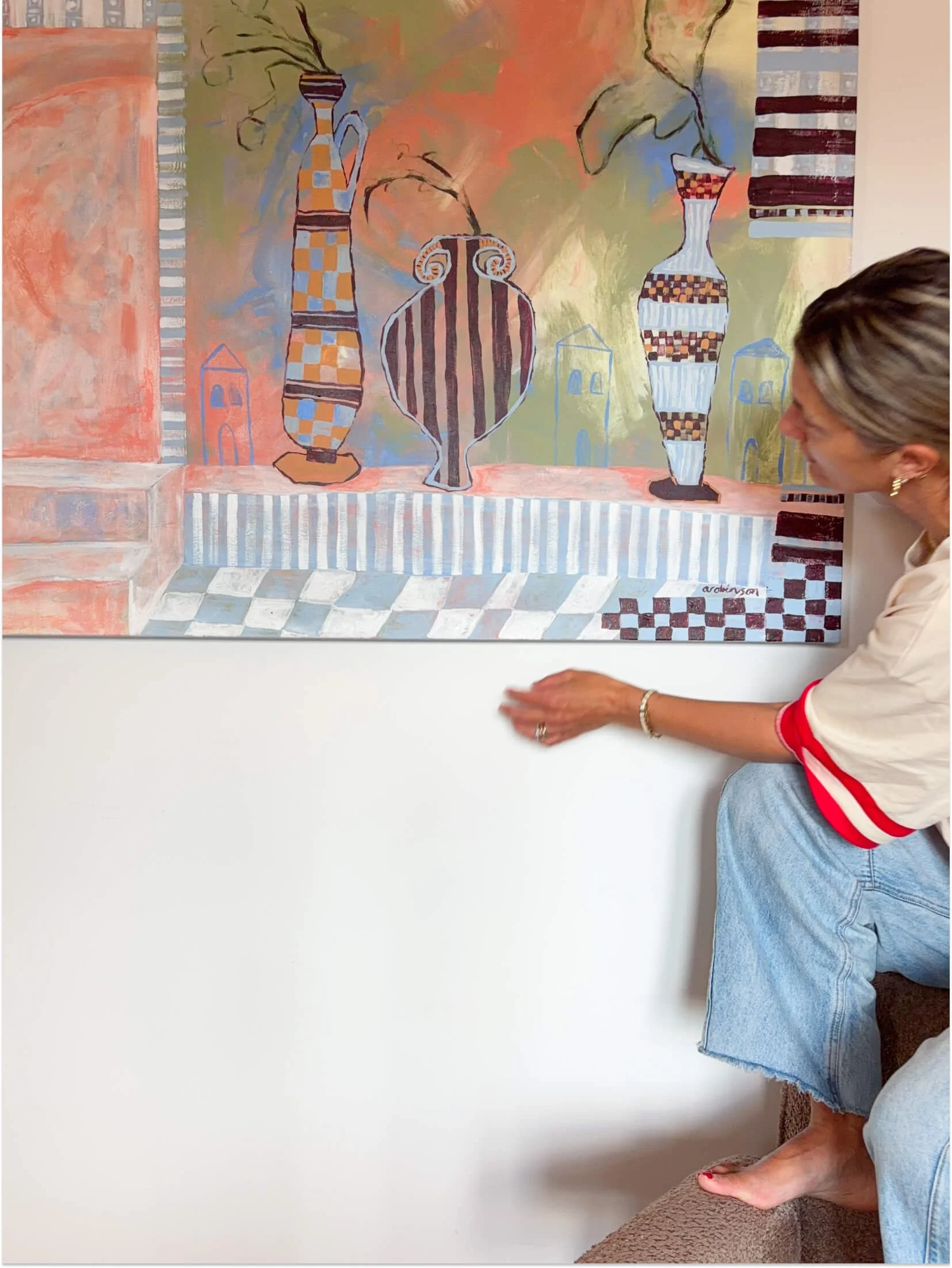 Late Checkout large original painting displayed in a home