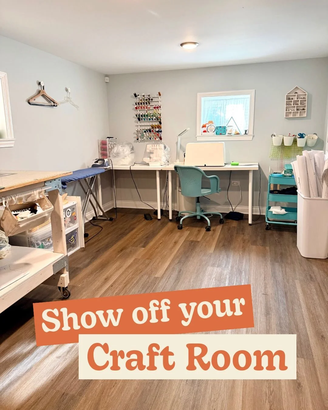 Show off your crafting space! Where do you create? 👀 

I recently gave my sewing space a good clean and it's looking so pretty! 🥰  I feel incredibly lucky to have a spacious area of our basement to work in - plus a fabric cutting table that was cus