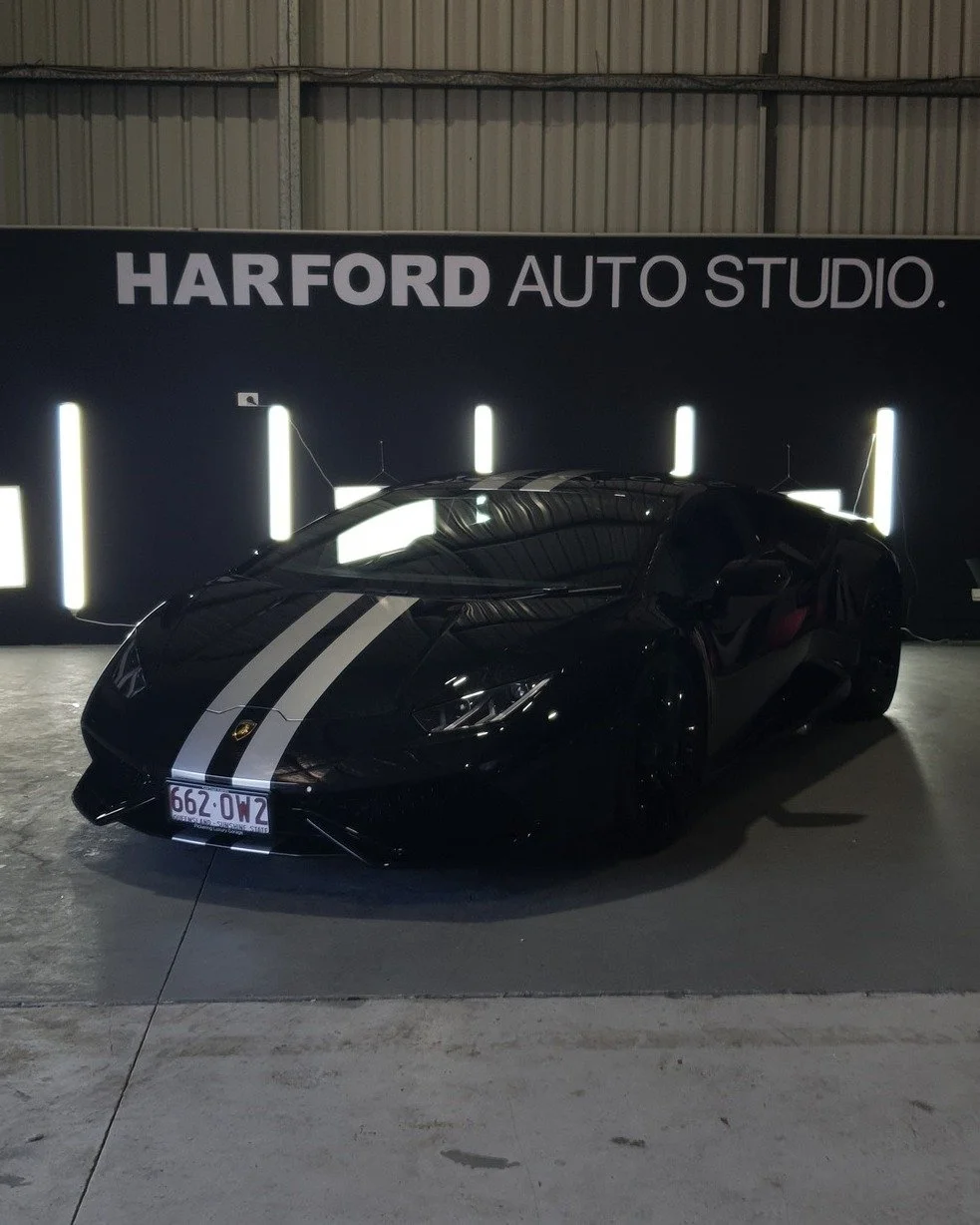 Lamborghini Huracan in for a PPF &amp; Racing Stripes.

Note: Racing stripes add extra horsepower.

Harford Auto Studio.
Paint Protection - Ceramic Coating - Detailing