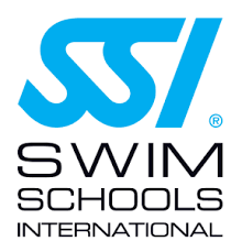Logo of SSI Swim Schools International with blue stylized lettering and black text.