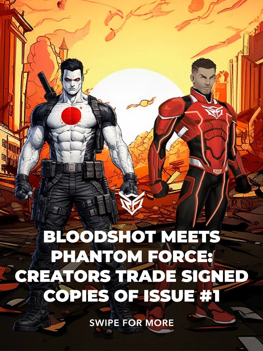🔴 Bloodshot creator @vanhookkevin and Phantom Force creator @aaron.coney met last weekend at @syracusecollectorscon and swapped signed copies of Issue #1 of their respective works &mdash; marking a special creator-to-creator moment celebrating the j
