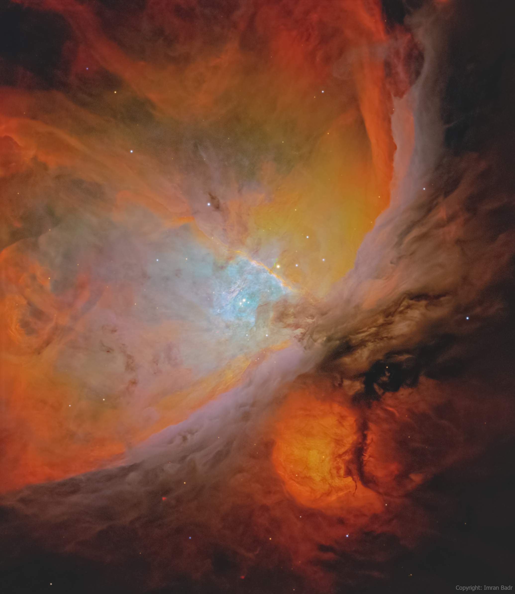 Ionization structure in Orion nebula (M42) core