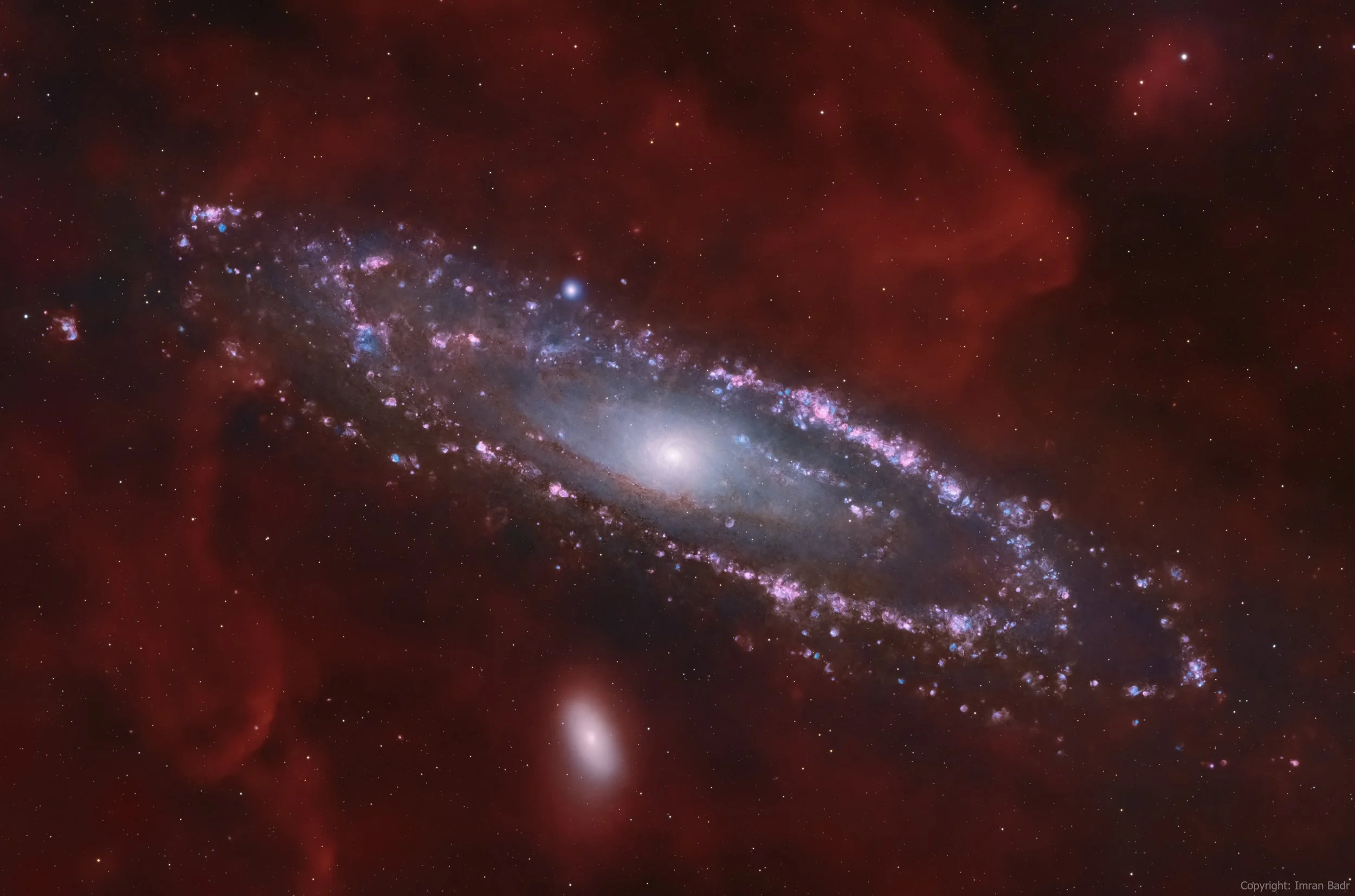 Andromeda galaxy with ha clouds