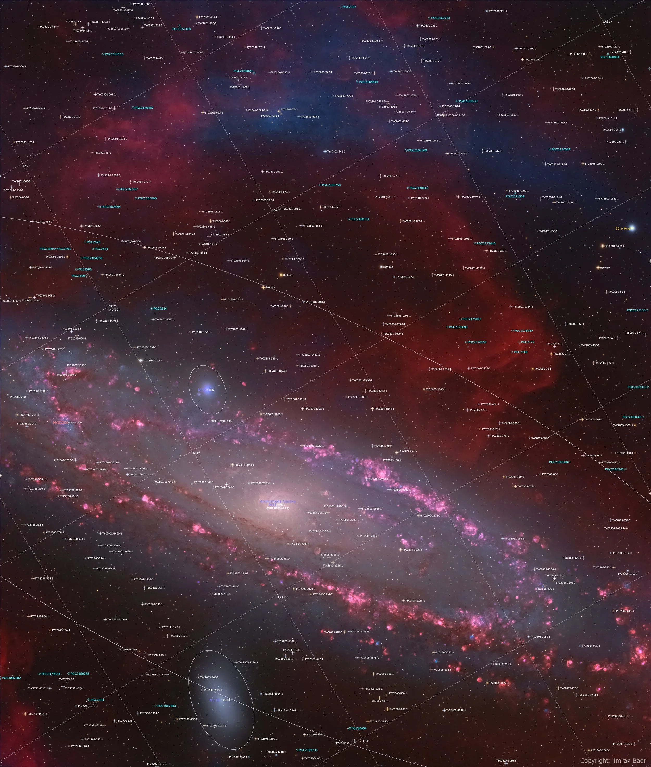 Andromeda galaxy m31 annotated