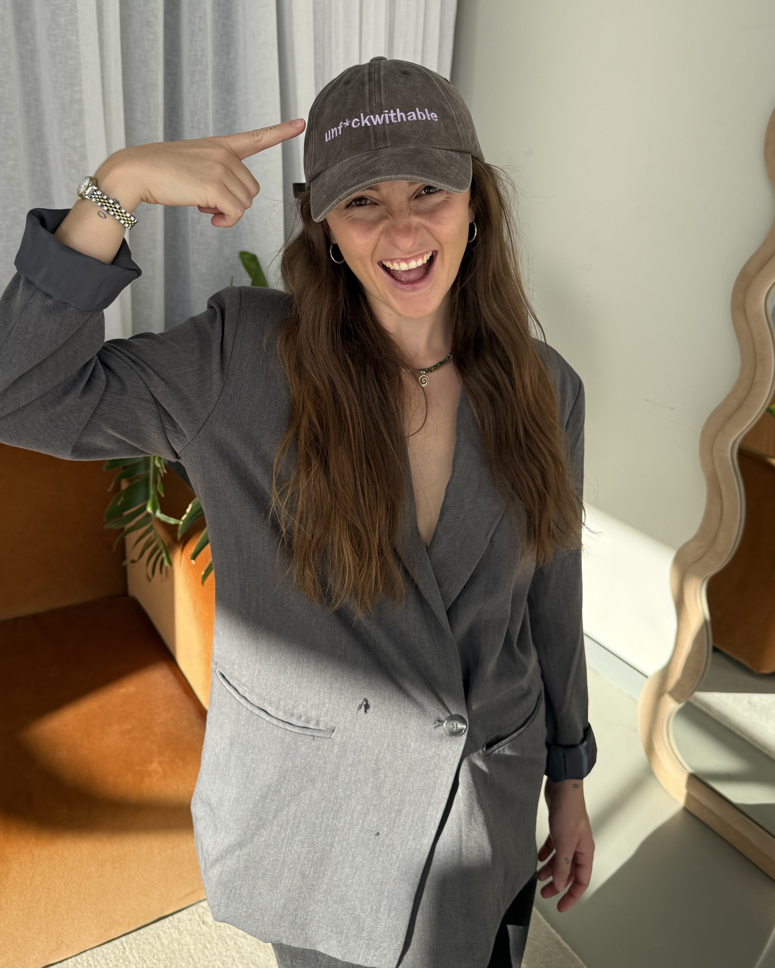 Morgan Bignell in her 'unf*ckwithable' cap.
