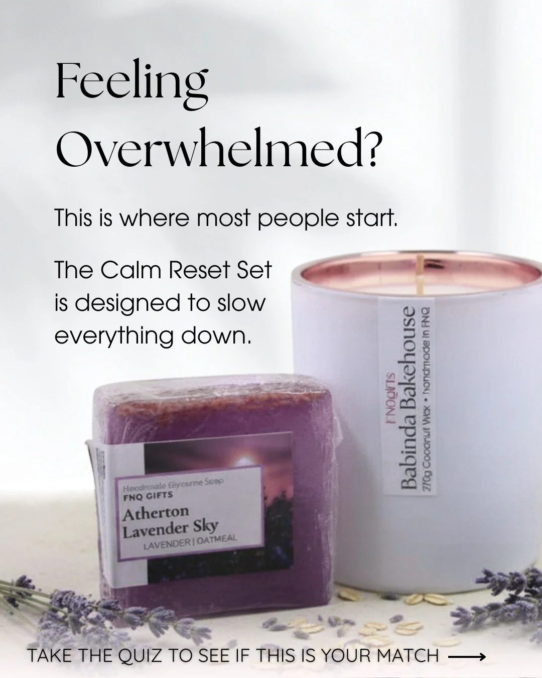 Feeling overwhelmed lately?

Start here. 🤍

Soft florals.
Warm candlelight.
A slower pace.
A little moment to breathe again.

Our Calm sets are designed to help your space feel softer, quieter, and more peaceful.

Take the quiz to discover your matc