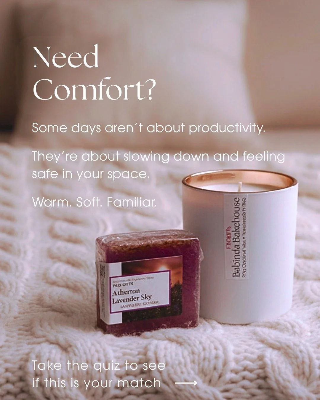 Need comfort? 🤍

Soft blankets.
Warm candlelight.
A quiet night in.

Our Cosy Experience Set was made for slowing down and creating comfort at home.

Because productivity isn&rsquo;t everything. ✨

Think this is your match? Comment QUIZ for the link