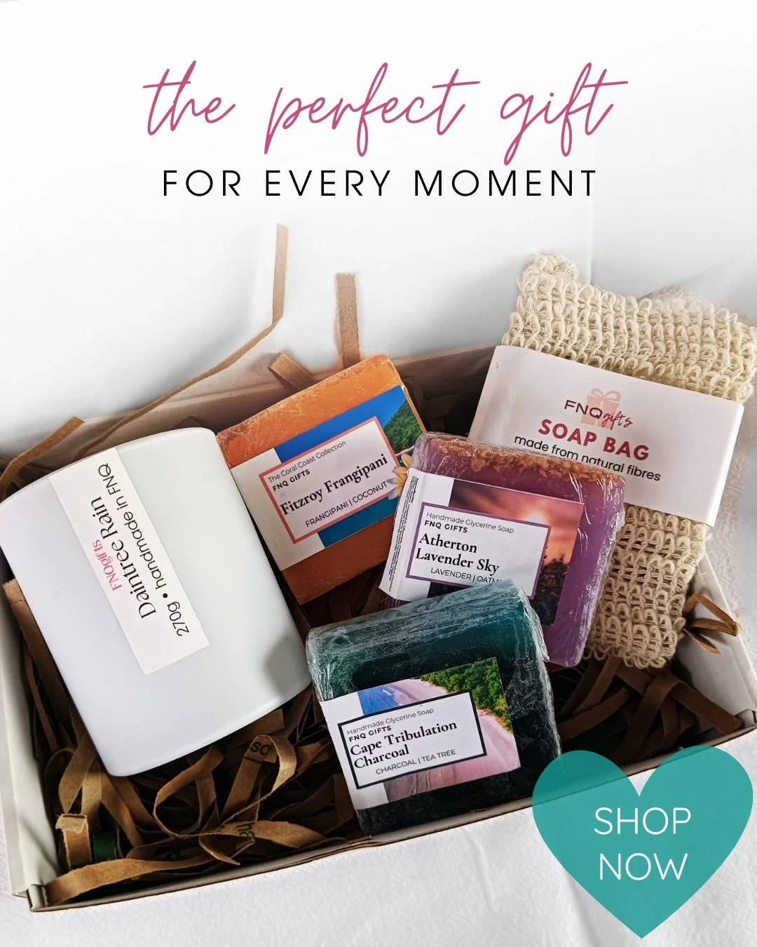 The perfect gift for every moment ✨

From slow self-care evenings to meaningful celebrations, FNQ Gifts creates locally-inspired experiences designed to make people feel seen, comforted, and connected.

Thoughtfully curated with handcrafted soaps, ca