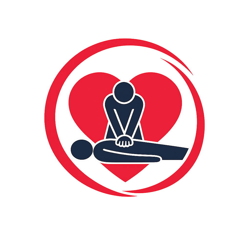 Graphic of a person giving life-saving CPR to another person with a heart in the background, symbolizing cardiac rescue or emergency medical aid.