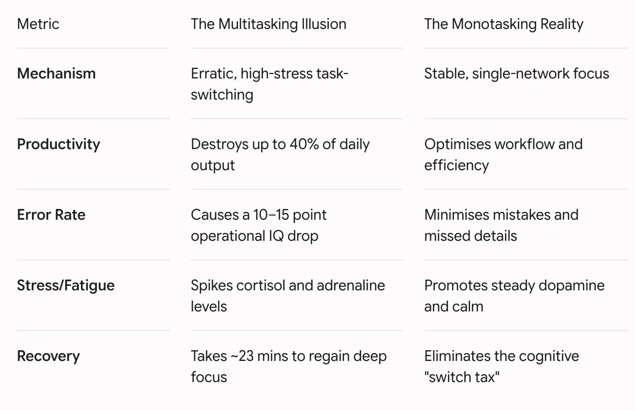 quick reference: multitasking verses monotasking