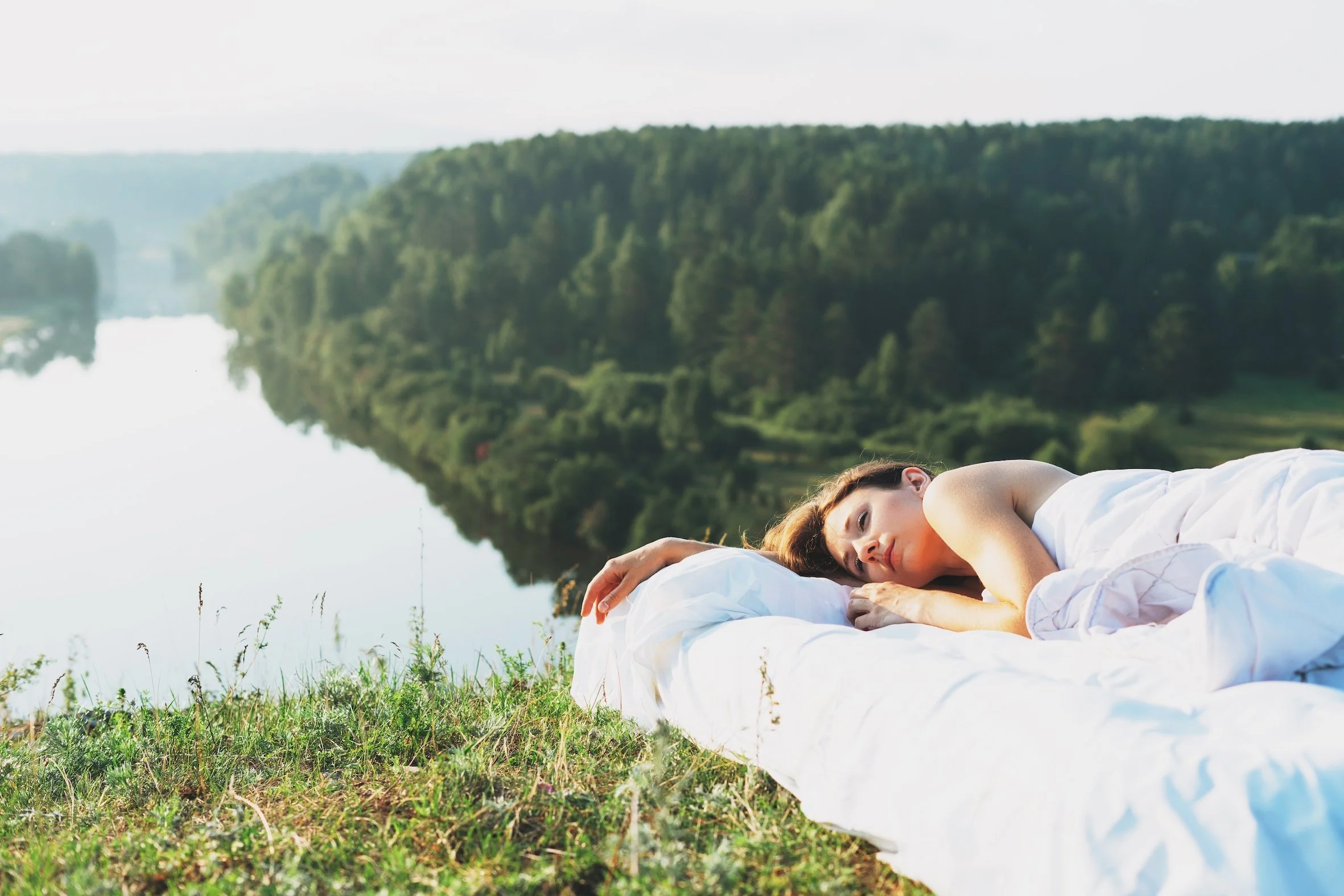 women enjoying Yoga Nidra in nature