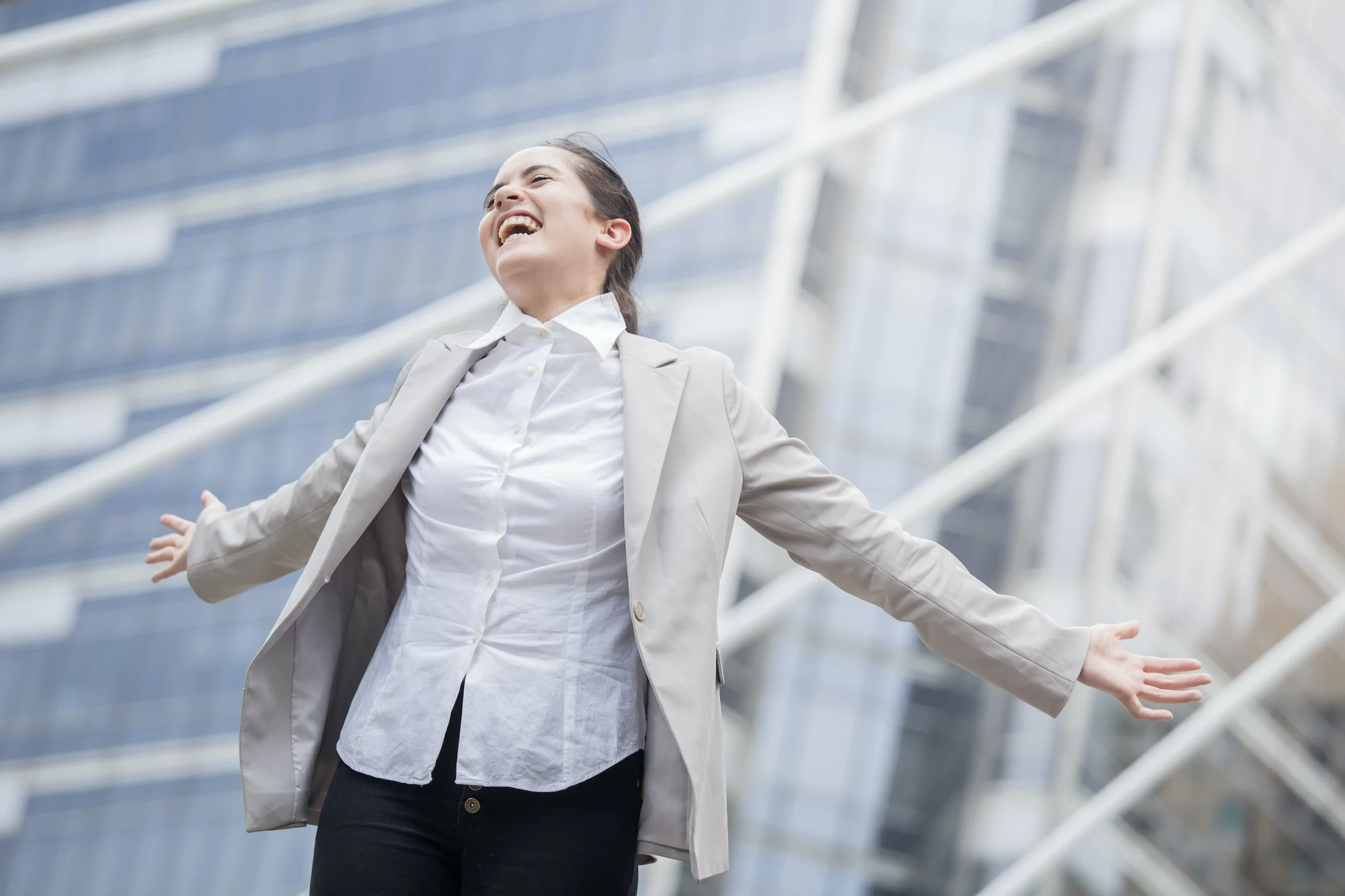 business women who has released stress from her body