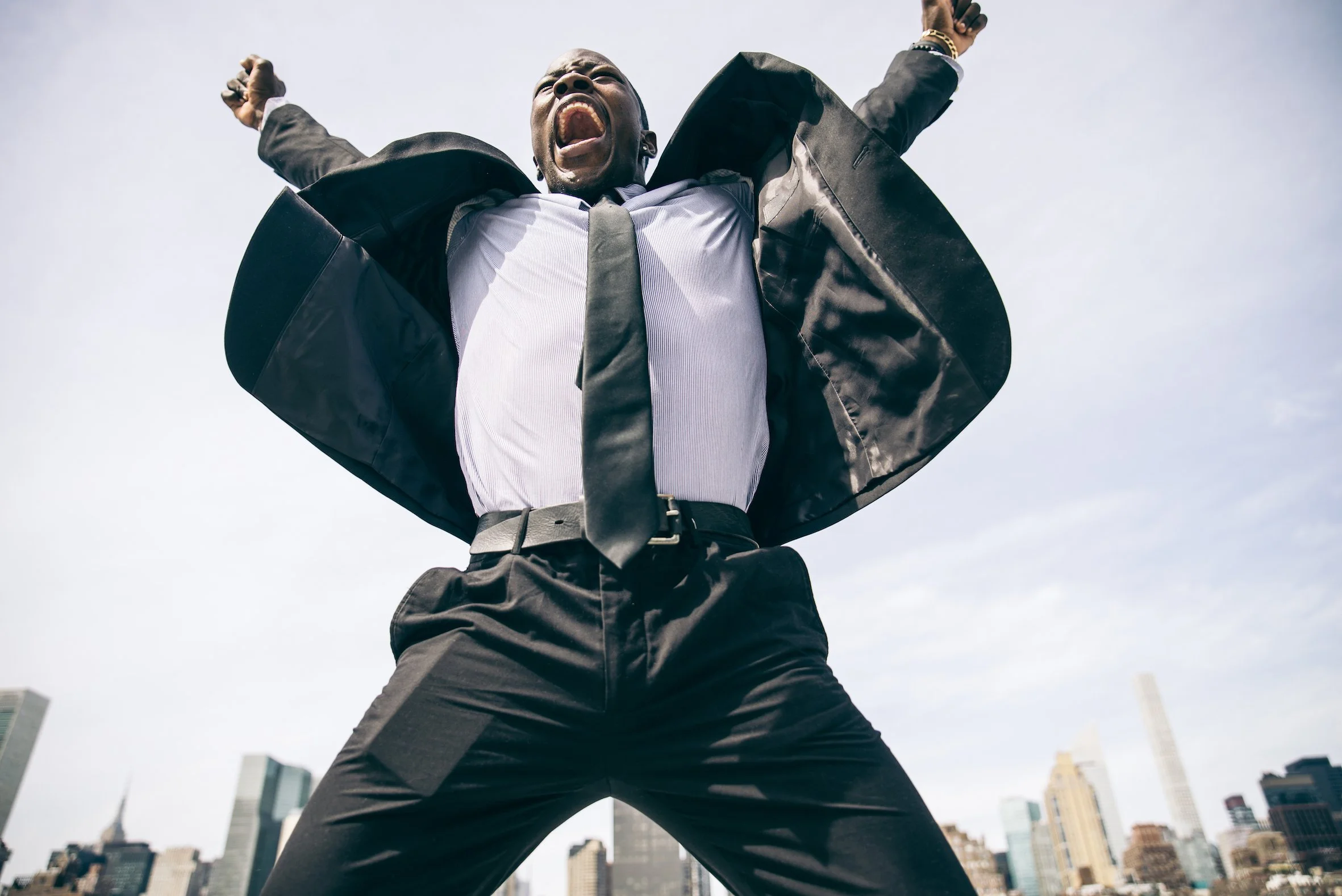 business man full of energy after listening to NSDR