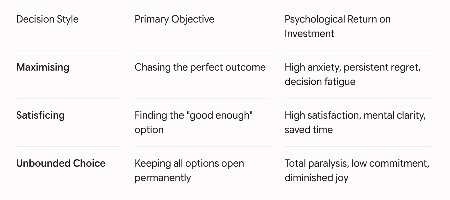 different decisions chart