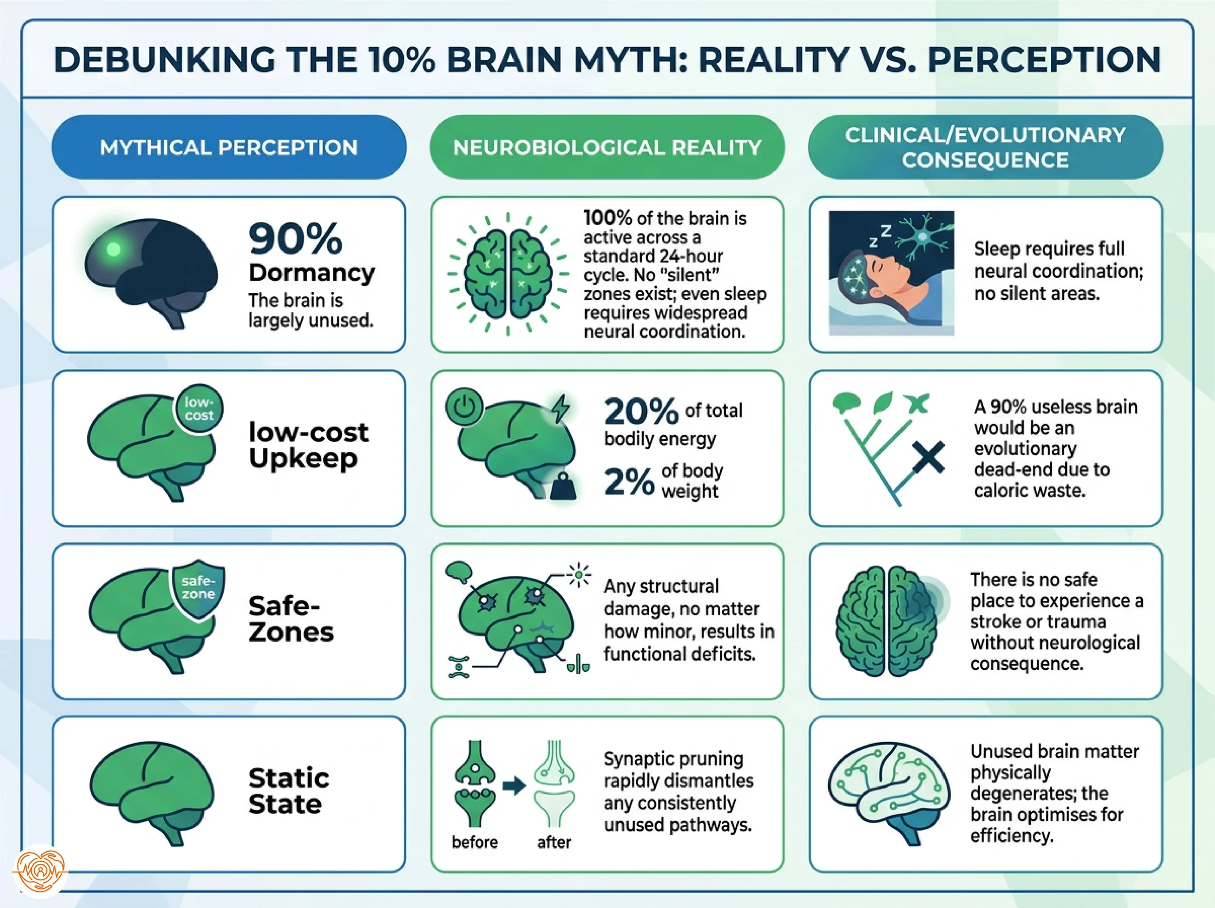 DEBUNKING THE 10% BRAIN USE MYTH DIAGRAM